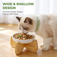 Ceramic Slow Feeder Cat Bowl 6.3" Wide – Essentials for Cats - Raised Flat Bowl (1 Pack) - image 3