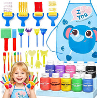 Shuttle Art Washable Finger Paint Set, Paint Brushes, Sponge - 10 Colors
