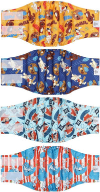 CuteBone Dog Diapers Male 4 Pack Puppy Wraps Reusable Doggie Belly - Puppy Pals / L(17"-21")