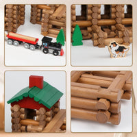 Wondertoys 208 Pcs Wooden Log Set, Classic Building Logs Ages 3+ - 208PCS Classic - image 3