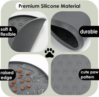Pet Feeding Mat, Waterproof Anti-Slip Placemats for Dog Cat Bowl Silicone Pet Food Mat, Raised Edge - 1 Grey / 10.9"L x 10.9"W - image 4