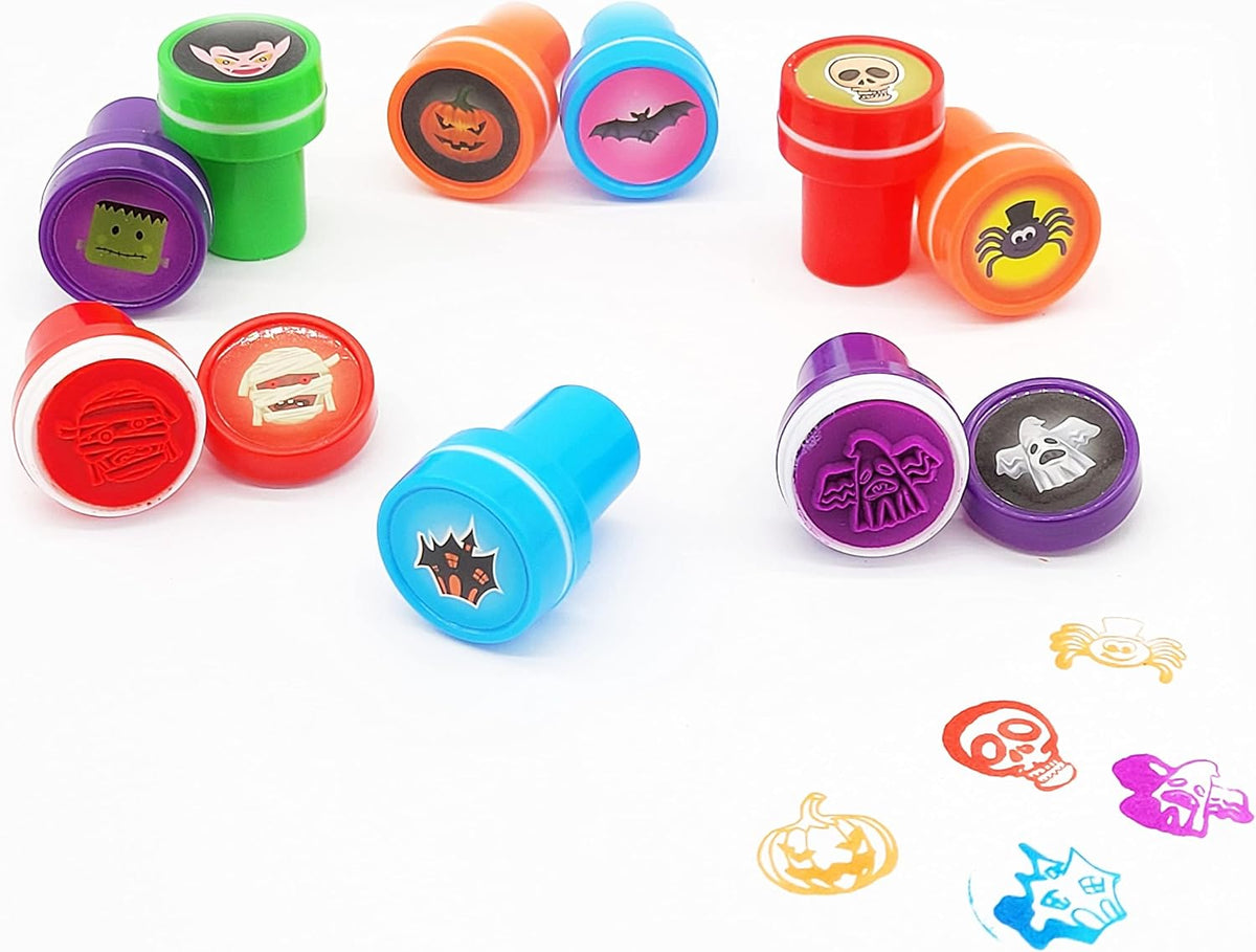 The Dreidel Company 24 self-inking Halloween stampers with pumpkin, bat, ghost and heart designs - view 5