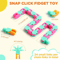Sotiff wacky tracks fidget toys, 60 pack of clicking snap link chains in assorted colors - view 10