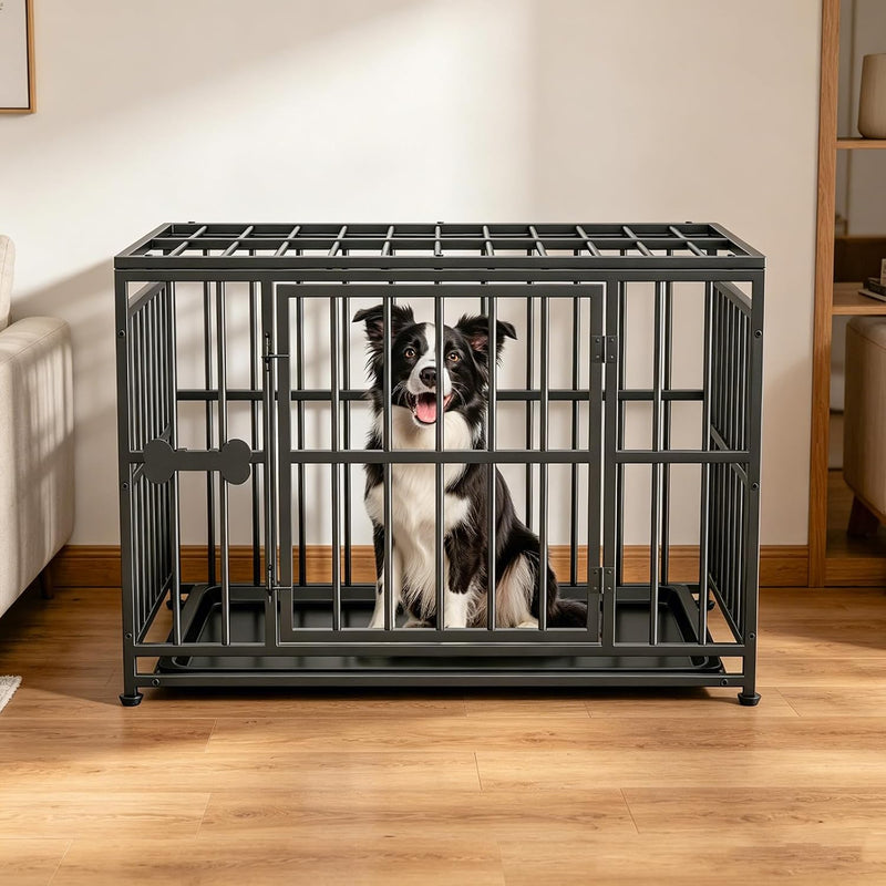 Pawaboo 38 Inch Heavy Duty Dog Crate, with Removable Tray