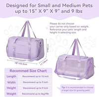 PETSFIT Soft-Sided Cat Carriers & Car Seats with Patent Safe Buckles, Clip-On Harness, 18"x11"x11" Airline Approved Pet Carrier - 9 lbs Capacity (Purple)