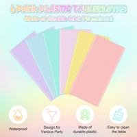 4Pcs Pastel Tablecloths, Mix Color Plastic Tablecloth Disposable Rectangle Table Covers for Baby - Pastel Round / 6pcs - image 3