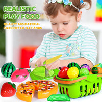 100 PCS Cutting Play Food Toy for Kids Kitchen - Green - image 3
