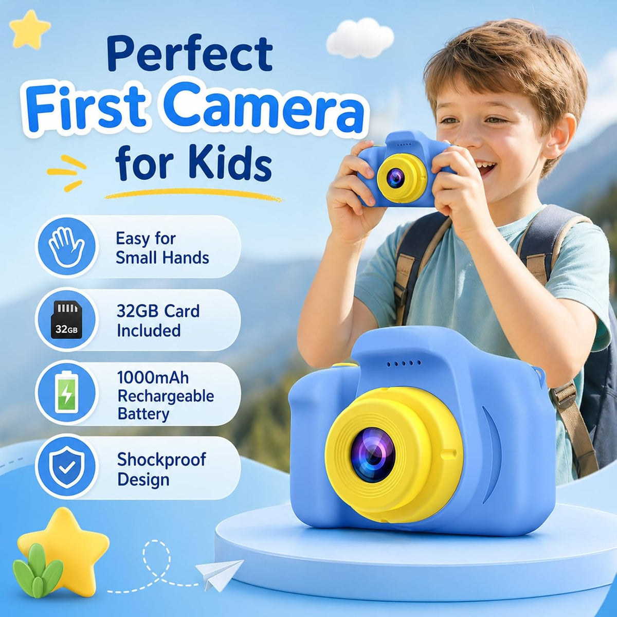 Desuccus Kids Camera for Ages 3-12 - Blue - image 2