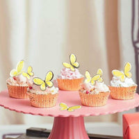30Pcs 2D Waterproof Swallowtail Butterfly Cake Topper Transparent - Not Edible / Yellow - image 4