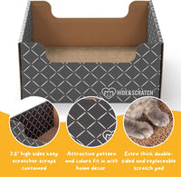 Hide & Scratch Cardboard Cat Scratcher Box & Bed Dark Grey Diamond Pad – Essentials for Cats - Dark Grey - image 3
