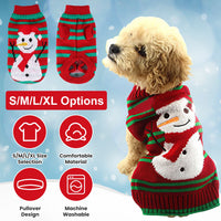2 Patterns 4 Sizes Option-- 1Pc Pet Christmas Turtleneck Sweater Dog Cat Christmas Clothes Snowman Stripes Costume Winte
