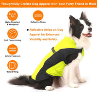 Gimilife Dog Coat, Waterproof Reflective Warm Dog Jacket Clothes for Winter – Essentials for Dogs - Fluorescent Yellow / XL ( 42-65 LB | 20.47"Neck Girth ) - image 2