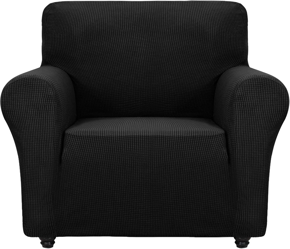 Super Stretch Couch Cover Universal Sofa Covers with Elastic Bottom - Black / Small (30"-47")