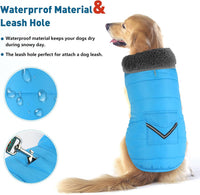 Waterproof windproof dog winter coat with fleece lining and reflective stripes - view 3