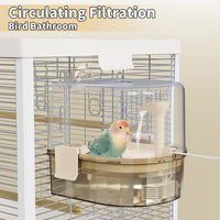 Water Circulation Bird Bath, Hanging Cage Shower Box – Essentials for Birds - Light brown - image 2