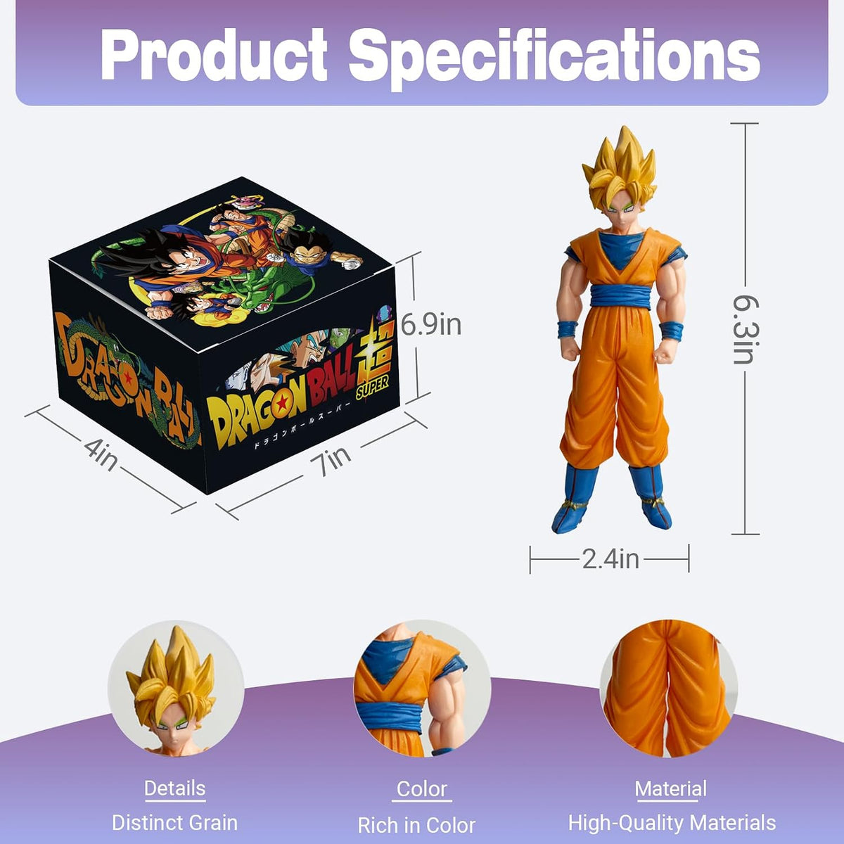 EAZZ 8 piece anime super hero action figures set, 7.8 inch warrior figurines - view 3