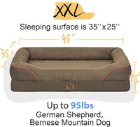 Washable Orthopedic Large Dog Bed -XL Large Dog Bed with Removable & Waterproof Cover Pet Beds with Foam Support for Big Size Dogs with Bolster