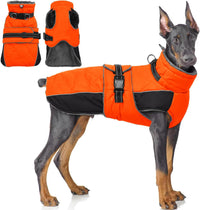 QBLEEV Warm Dog Jacket, Waterproof Dog Winter Coat with Harness – Essentials for Dogs - Orange / X-Large