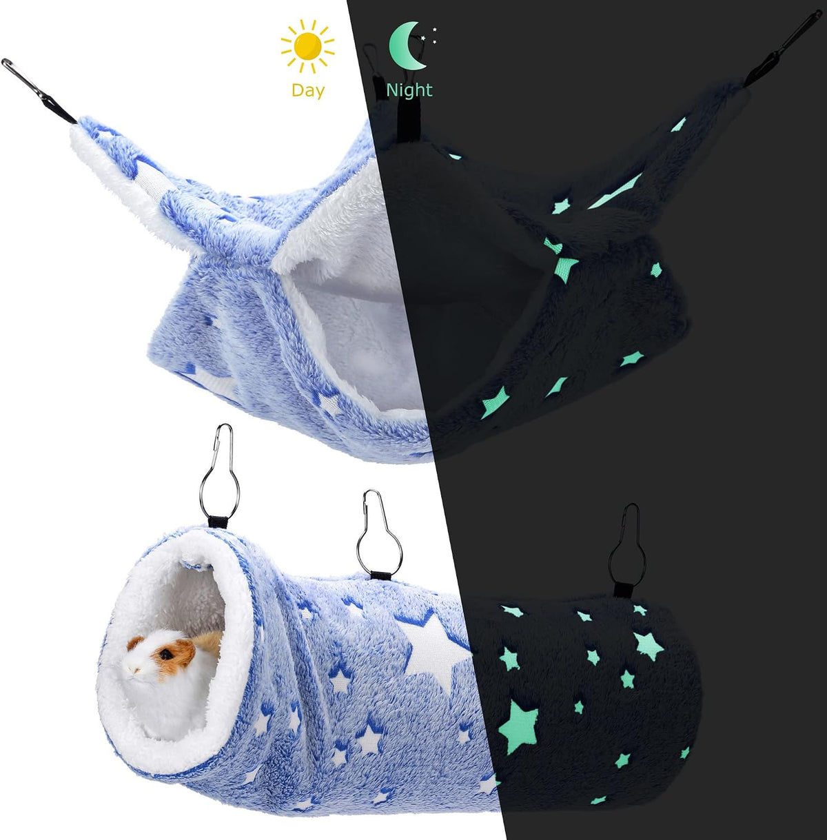 Noctilucent Luminous Guinea Pig Rat Hammock Bunkbed Hanging Tunnel - Blue - image 2