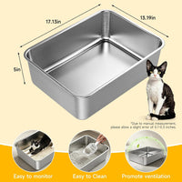Stainless Steel Litter Box with Scoop, Small Metal Pan for Cats - silver - image 3