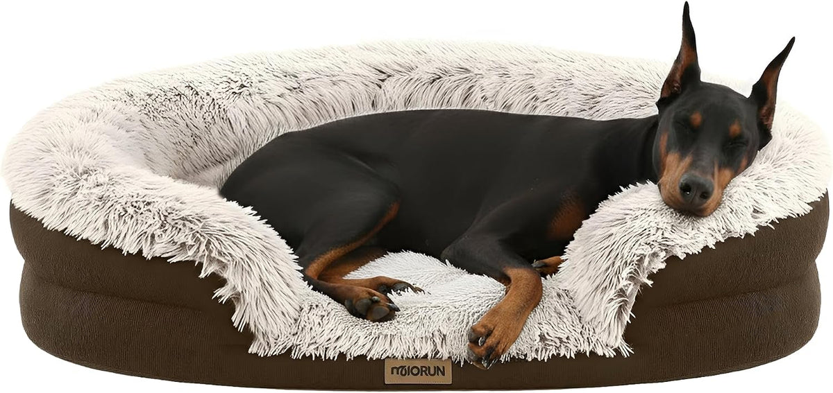 Miorun Fluffy Orthopedic Dog Beds Large Sized Dog - Coffee / XL(48", UP to 110lbs)
