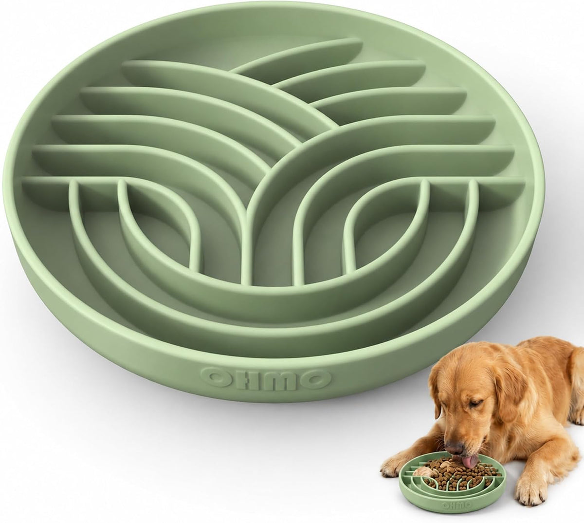 OHMO Slow Feeder Dog Bowl, 5.9" Lick Mat for Dogs, Tree of Life - Sage Green / Tree Life-L (7.9")