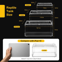 Reptile PC Tank,Escape Proof Magnetic Lid Tarantula Enclosure Large – Essentials for Reptiles And Amphibians - Slide Lid Tank / XL(15.74x9.84x7.8 IN) - image 2