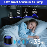 Aquarium Air Pump, Quiet Fish Tank Air Pump with Dual Outlets - 2.5W (Up to 40 Gallon) - image 3