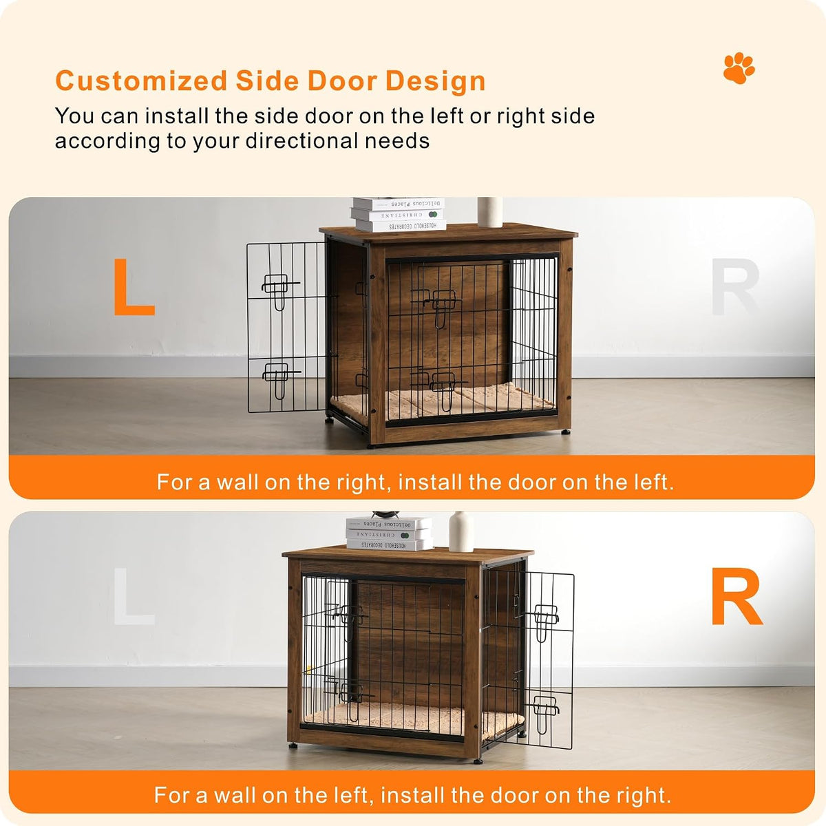 27" Dog Crate Furniture, Dog Kennel Indoor - Warm Brown / 27.2"L x 20.1"W x 23.6"H - image 4