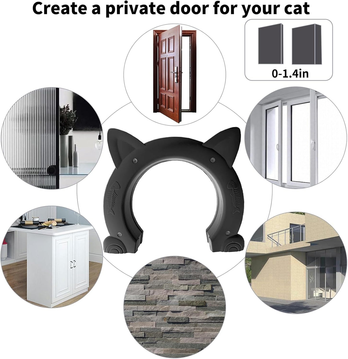 Fhiny Cat Door Interior Door - XL: 8.5" dia / Black - image 4
