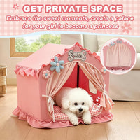 Indoor Dog House with Frame, Cute Dog Tent Bed with Cover Cave - Medium ( 17" × 17" × 17" ) / Pink - image 4