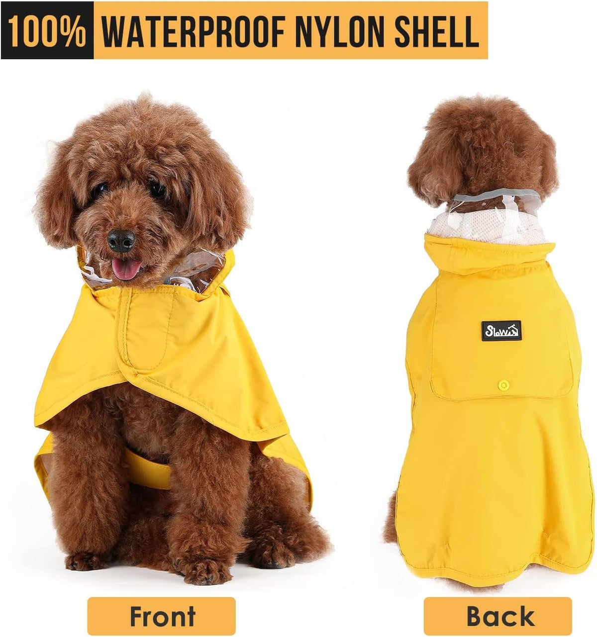 Lukovee Dog Raincoat, Waterproof Jacket with Clear Hood & Leash Hole, M – Essentials for Dogs - A-Yelllow / Medium - image 3
