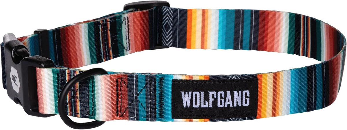 Wolfgang Heavy Duty, Adjustable Dog Collar with Quick Release Nylon Buckle for Walking & Training - Large (1 Inch x 18-26 Inch) / LostArt Print