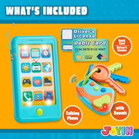 JOYIN pink 4-in-1 pretend play phone set for toddlers with key fob, license and debit card - view 3