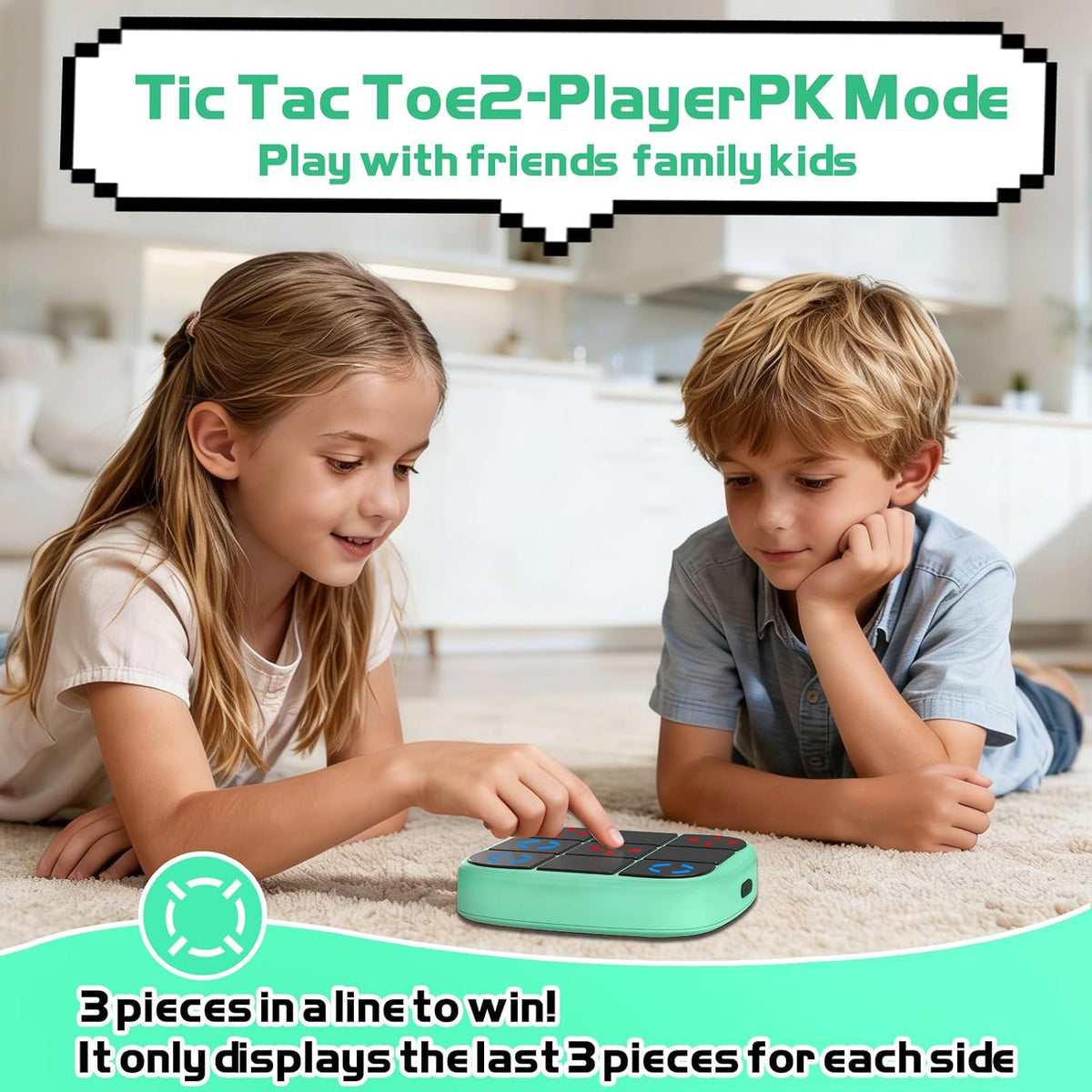 Tic-Tac-Toe Bolt Game, 4-in-1 Handheld Puzzle Games Console, Electronic Tic-Tac-Toe Game - Cyan / L(Rechargeable) - image 4