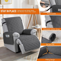 VANSOFY 100% Waterproof Recliner Chair Covers - Charcoal Gray / 22" - image 3