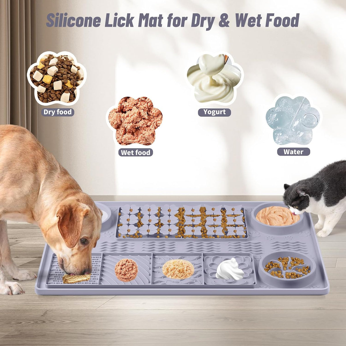 Silicone Snuffle Mat for Dogs 23.6"x 15.7" Large Slow Feeder Mat - Grey:32"x20" - image 2
