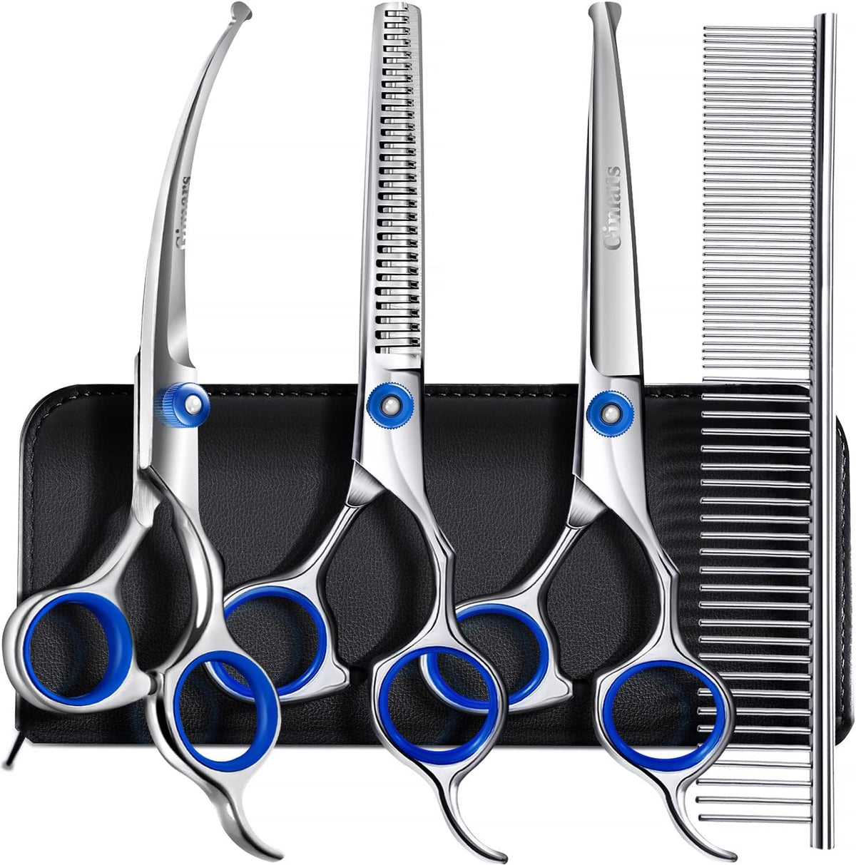 Gimars Titanium Coated Professional 6 in 1 4CR Stainless Steel Dog - Professional Blue 5 in 1