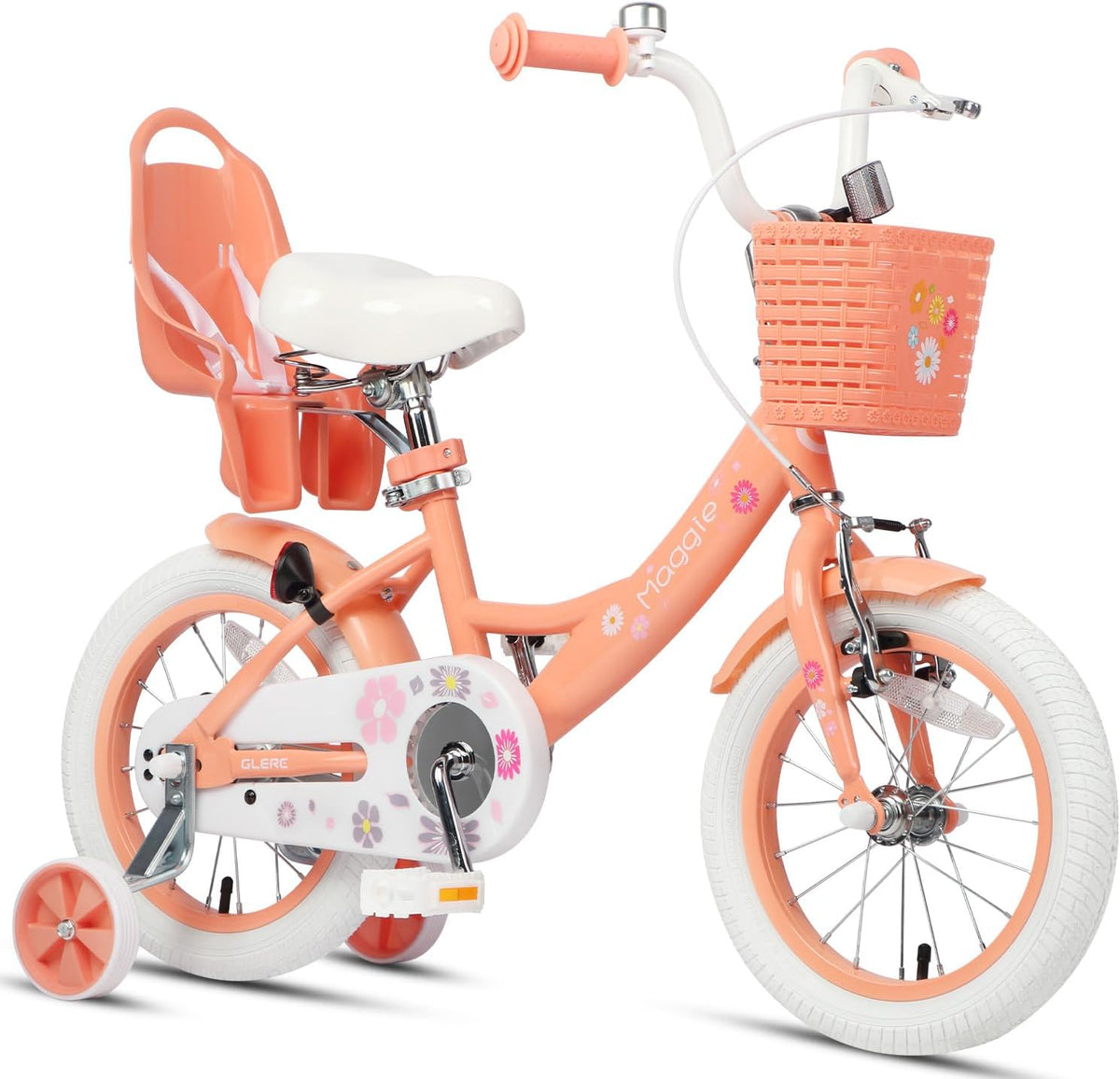 Glerc Maggie Girls Bike, 12-20 Inch Kids Bike for 2-13 Years Old Children, Princess Style Kids - Peach / 14 Inch