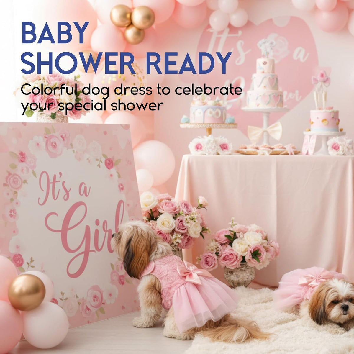 ASENKU Dog Dress Pet Wedding Dress Puppy Birthday Party Outfit - Pink / X-Large - image 4