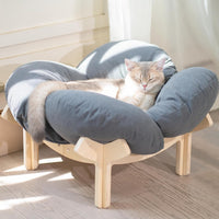 Elevated Cat Bed for Indoor Cats Couch Sofa Flower – Essentials for Cats - Gray