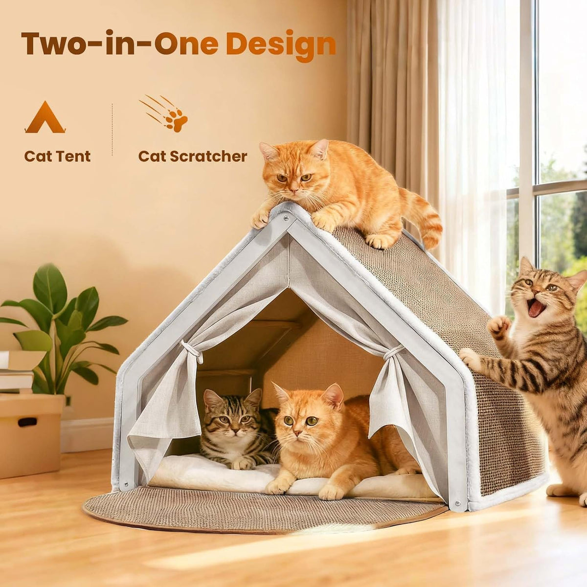 Cat Houses for Indoor Cats - 15.7*14*14"/Sharp Roof (S) - image 2