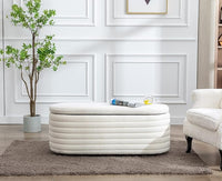 Kmax 45" Storage Bench Faux Fur Entryway Bench Upholstered Ottoman Bench for Bedroom Living Room Hallway, White