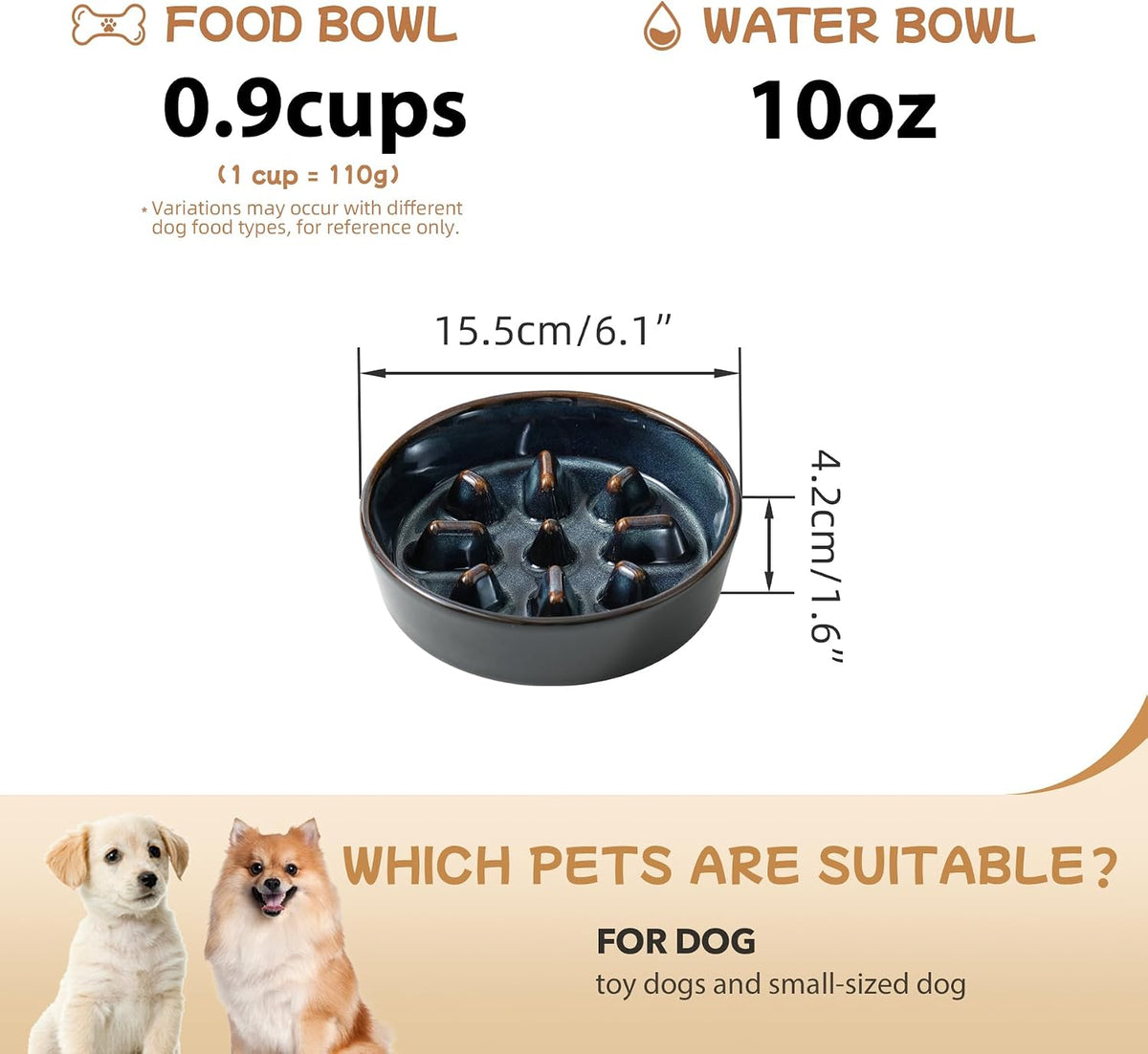 Raised Slow Feeder Dog Bowls, Elevated Dog Bowls Slow Feeder – Essentials for Dogs - 1 x Starry Sky - C / S- 6.1inch / 0.9 Cups - image 2