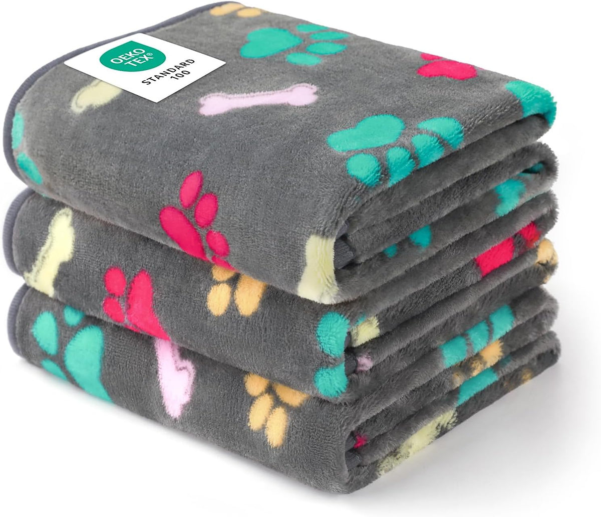 Luciphia 1 Pack 3 Blankets Fluffy Premium Fleece Pet Blanket Flannel - 30x20 inch (Pack of 3) / Grey Bone
