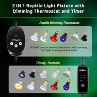 REPTI ZOO Dual Reptile Light Fixture with Dimming Thermostat and Timer - image 3