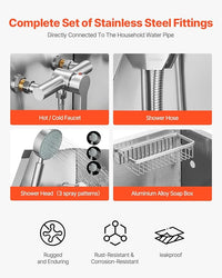 VEVOR Stainless Steel Dog Washing Station, 34 inch Pet Grooming Tub w/Faucet & Showerhead & Soap Holder & Play Balls Simple Dog Bathtub for Multiple Pets, Home Washing Sink