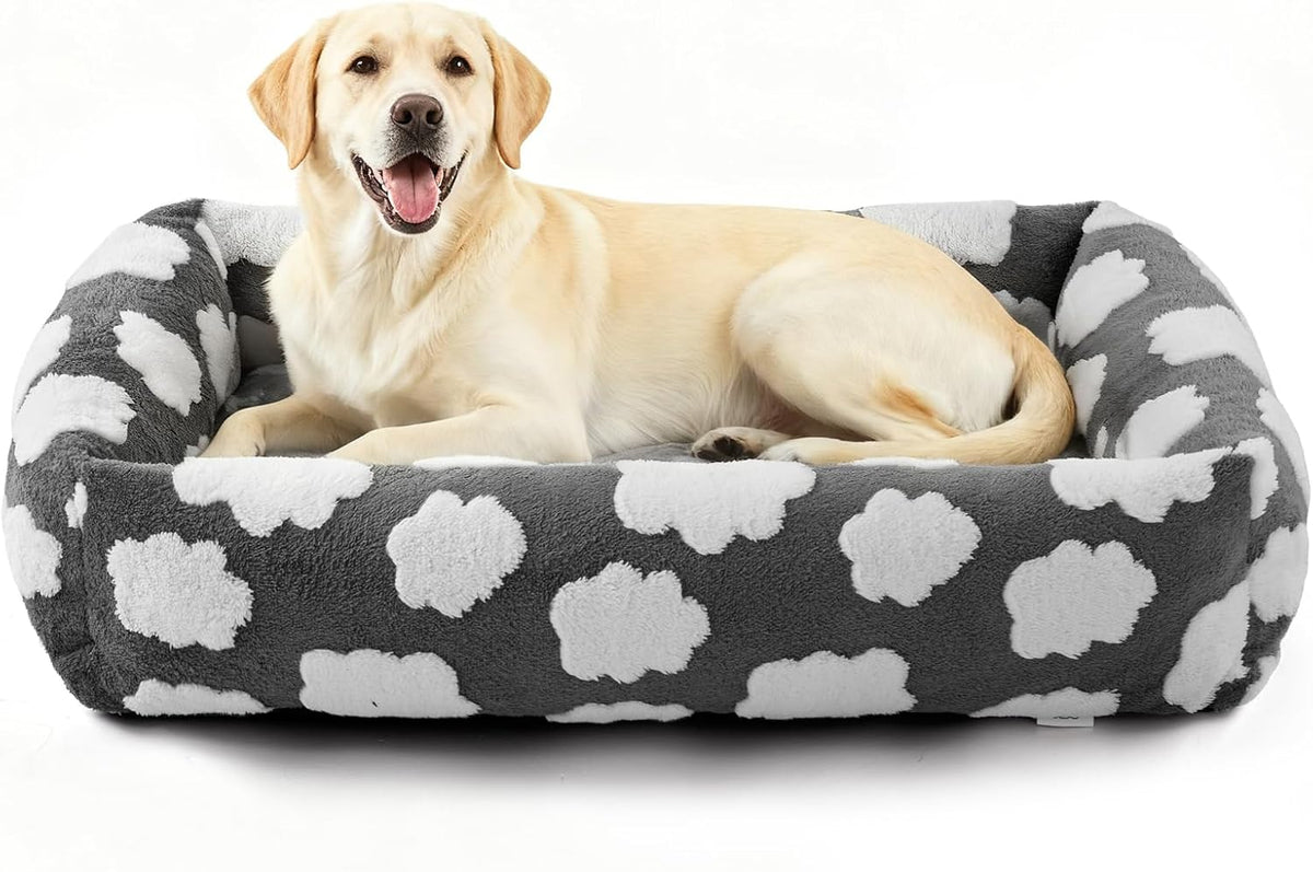 JOEJOY Cute Dog Bed Medium Size Dog - Cozy Clouds Grey / XL (42"x36"x9")