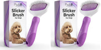 Poodle Pet Slicker Brush, For Dogs, Cats, and Rabbits - Purple / Regular Size (Pack of 2)