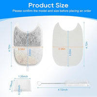 8+8 Set Cat Water Fountain Filters & Pump Sponges for 135 fl oz/4L Wilreless Cat Water Fountain, Replacement Filters & Sponges Pet Drinking Fountain Battery Operated for YPD-C004S,YPD-C004P